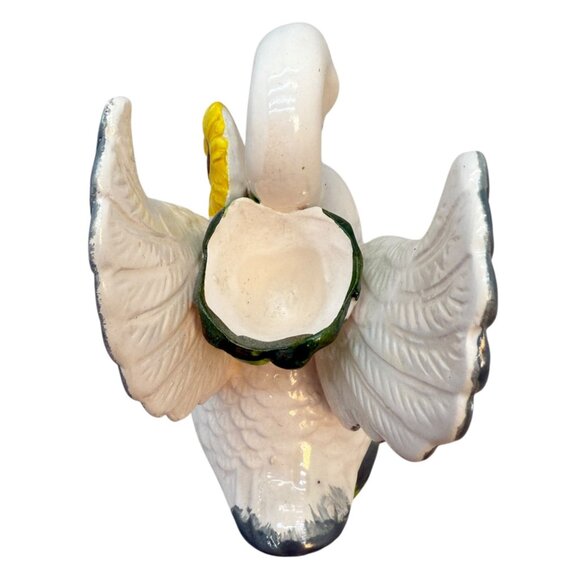 Ceramic Swan Taper Candle Holder Figurine Sunflower Hand Painted Spring Summer - Picture 7 of 9